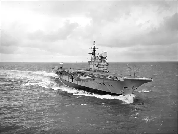 Britains newest Aircraft Carrier HMS Hermes undergoing a speed trial 1959