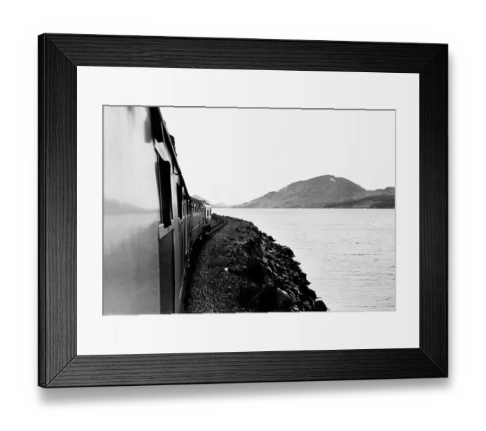 Framed Print : A train on the banks of a loch on the Inverness-Kyle of Lochalsh railway line circa 1962