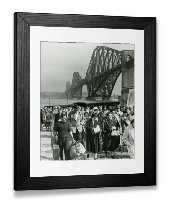 Framed Print : South Queensferry April 1957 Tourists come ashore from cruise ship Caronia with