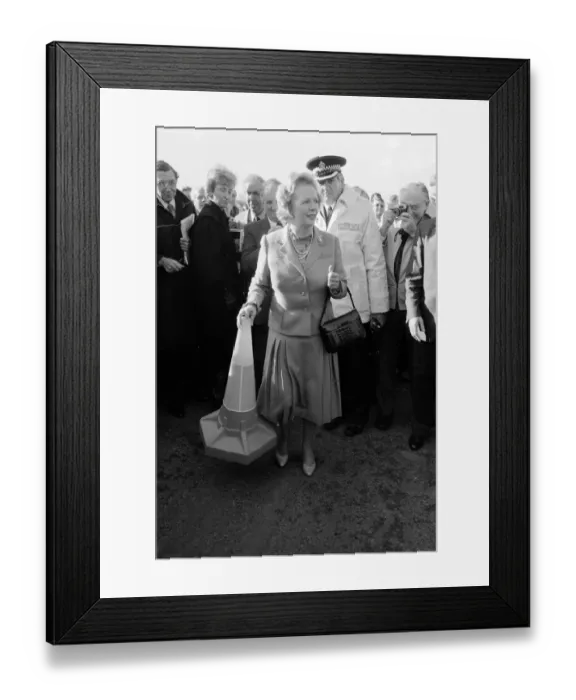 Framed Print : Margaret Thatcher seen here opening the final section of the M25 motorway October