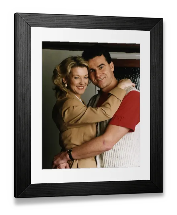 Framed Print : Gillian Taylforth actress who stars in Eastenders tv programme with boyfriend Geoff