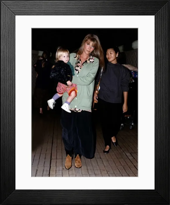 Framed Print : Catherine Oxenberg Actress and baby India arrive at Heathrow Airport Framed Print : Catherine Oxenberg Actress and baby India arrive at Heathrow Airport