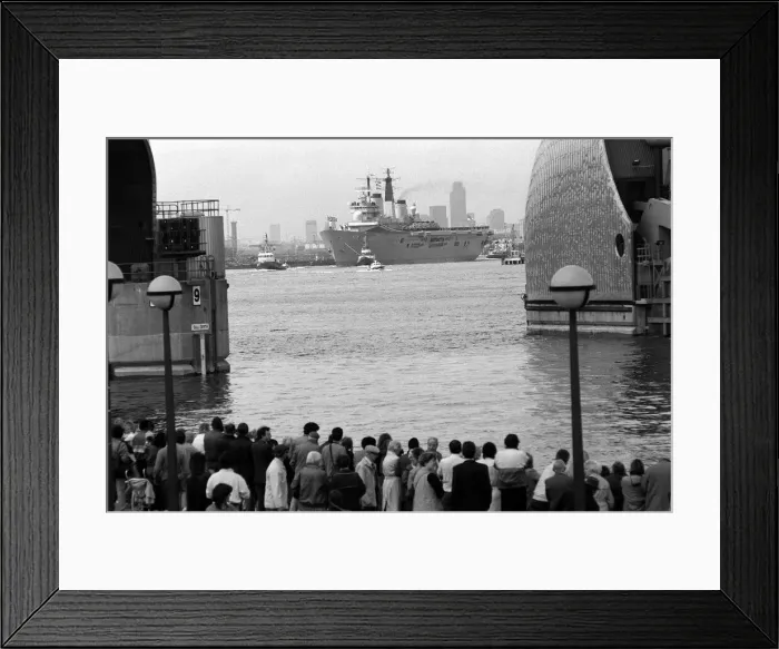 Framed Print : HMS Ark Royal Aircraft Carrier June 1987 at Greenwich Crowds await the arrival of Framed Print : HMS Ark Royal Aircraft Carrier June 1987 at Greenwich Crowds await the arrival of