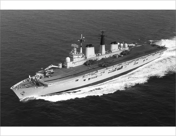 Royal Navy Ships HMS Invincible Aircraft Carrier sailing in the Northern Atlantic