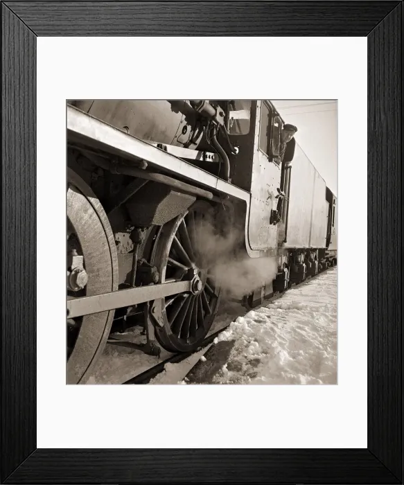 Framed Print : The wheels of a steam train as it travels from Perth northwards to Forres in Morayshire Framed Print : The wheels of a steam train as it travels from Perth northwards to Forres in Morayshire