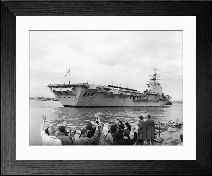 Framed Print : Suez Crisis 1956 Friends and relatives wave goodbye as the aircraft carrier HMS