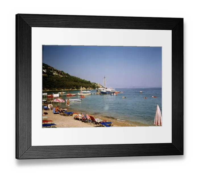 Framed Print : Corfu beach scene and view of shoreline Framed Print : Corfu beach scene and view of shoreline