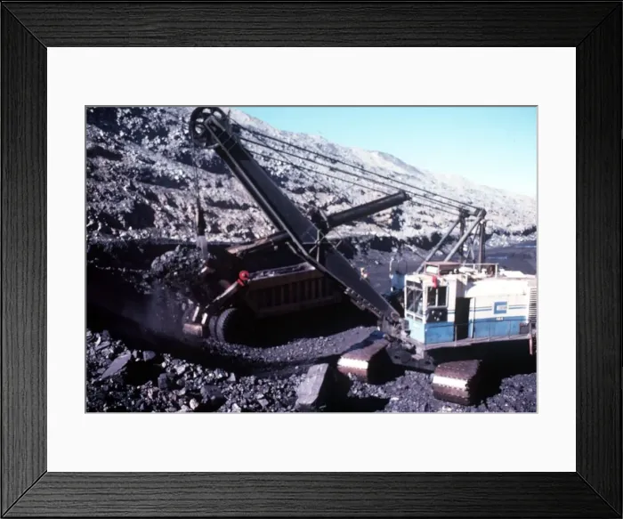 Framed Print : Nine centimetre bucket filling 110 tonne haul unit with black coal at Ravensworth mine Framed Print : Nine centimetre bucket filling 110 tonne haul unit with black coal at Ravensworth mine
