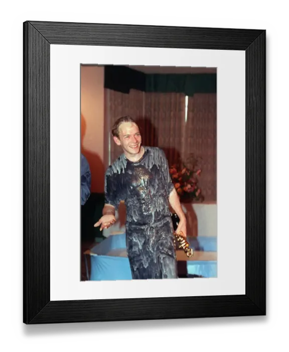 Framed Print : Adam Woodyat Actor victim of a practical joke 1994 on Noels House Party