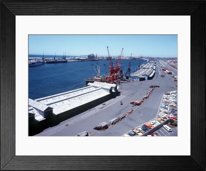 Framed Print : Overlooking harbour and docks in Freemantle Western Australia Framed Print : Overlooking harbour and docks in Freemantle Western Australia