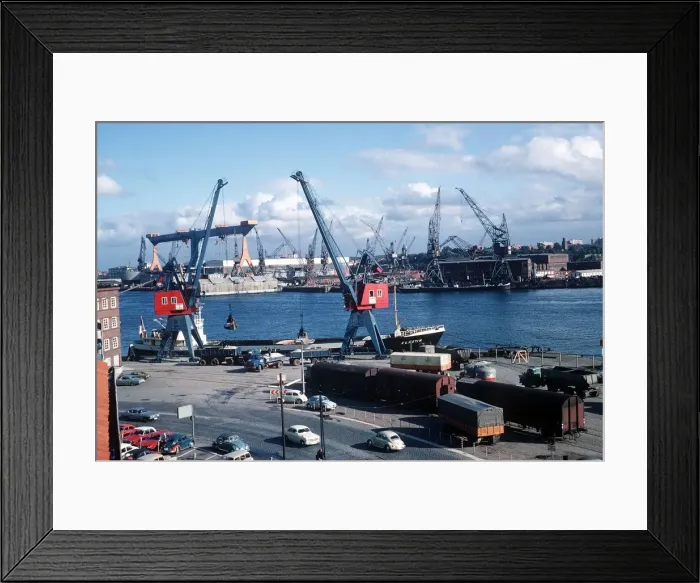 Framed Print : General view of harbour and shipyards in Kiel Germany Framed Print : General view of harbour and shipyards in Kiel Germany