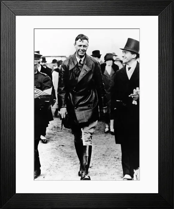 Framed Print : Charles Lindbergh aviator seen here in Brussels after crossing the Atlantic Ocean solo