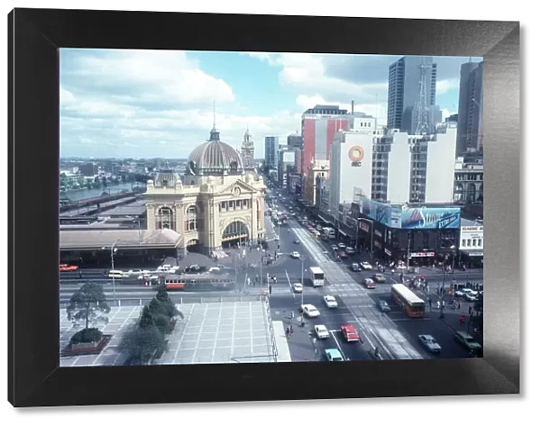 View of Flinders Street Railway Station in Central Melbourne Australia