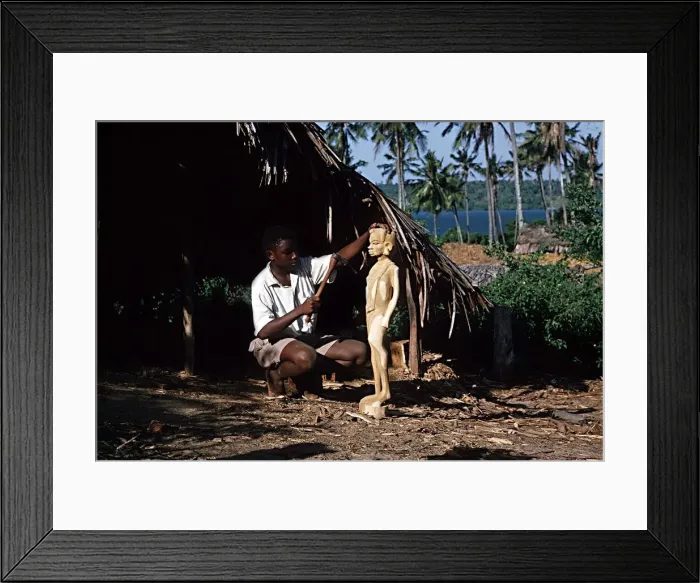 Framed Print : Woodcarver working on statue Mombasa Kenya Africa Framed Print : Woodcarver working on statue Mombasa Kenya Africa