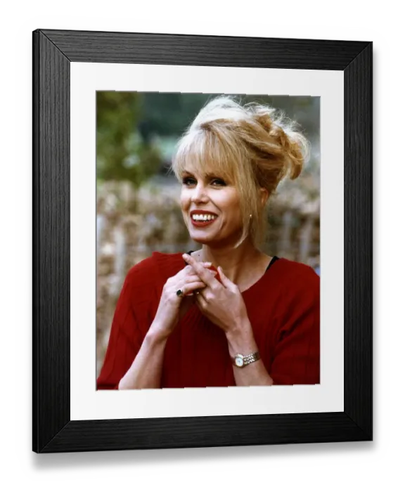 Framed Print : Joanna Lumley Actress posed up for Red Nose Day special crossed hands