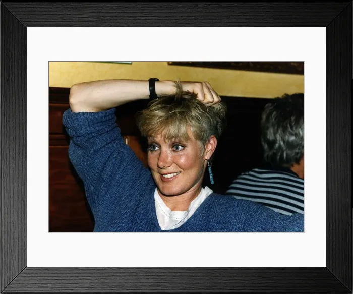 Framed Print : Kika Miralees actress in an interview with Nigel Pauley at the Cafe Rouge