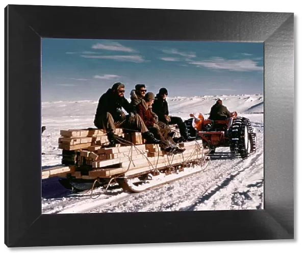 The Trans-Antarctic Expedition 1956-1958 Members of the expedition team sit on top