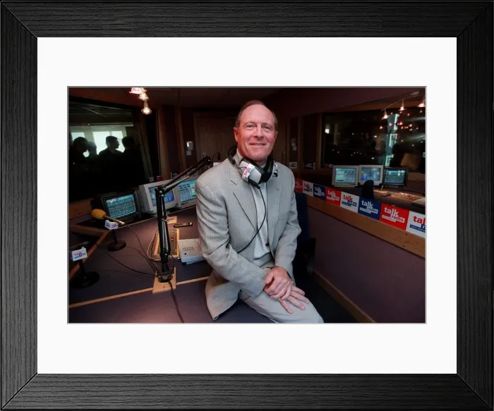 Framed Print : Geoff Boycott January 99 In Talk Radio studio at his new job as chief cricket