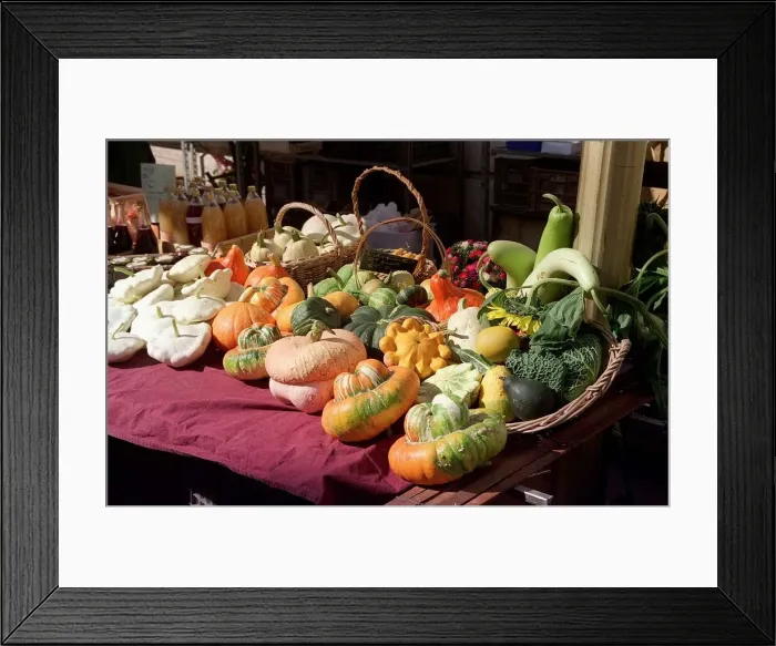 Framed Print : France Annecy different types of Squashes on sale in the local market at Annecy