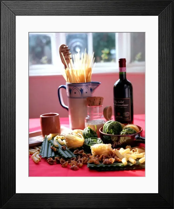 Framed Print : Pasta Food Italian Red Wine
