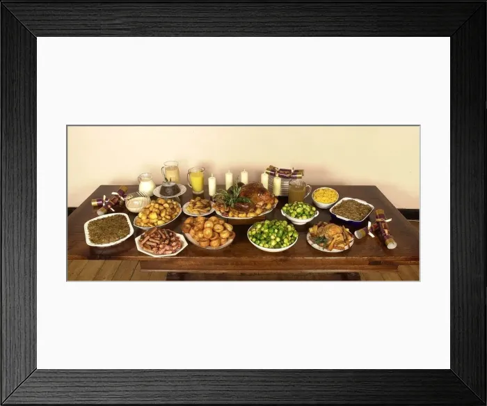 Framed Print : Food shoot of all of the Christmasmas food for for a family of thirteen