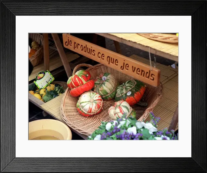 Framed Print : Multi coloured Fruit Squashes for sale in the market place in Annecy France Framed Print : Multi coloured Fruit Squashes for sale in the market place in Annecy France