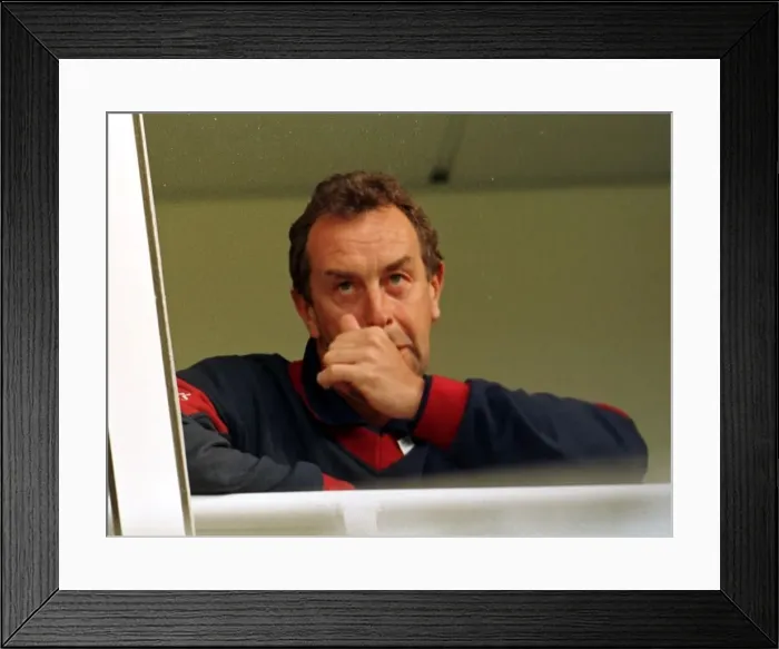 Framed Print : David Lloyd England cricket coach August 1998 watches Englands defeat against Sri