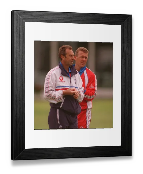 Framed Print : Cricket World Cup England 1999 Alec Stewart with David Lloyd ahead of the opening World