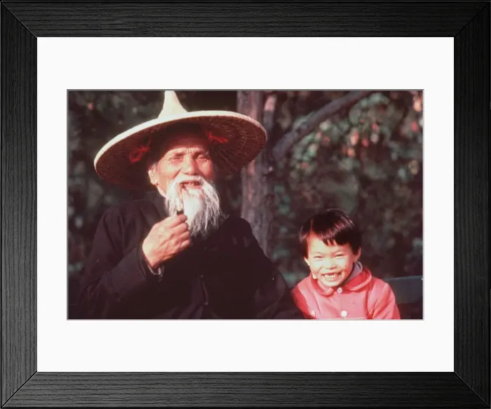 Framed Print : Old Chinese Man and Boy 1989 Travel People Hong Kong