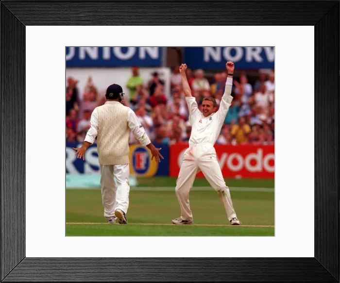 Framed Print : Dominic Cork England cricket player August 1998 celebrates after South Africa lose Framed Print : Dominic Cork England cricket player August 1998 celebrates after South Africa lose