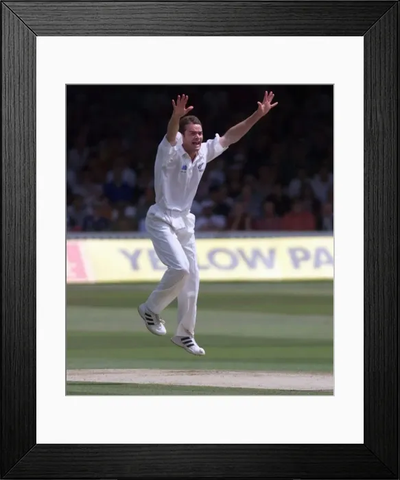 Framed Print : Dion Nash July 1999 Nash of New Zealand appeals for the wicket of Chris Read of Framed Print : Dion Nash July 1999 Nash of New Zealand appeals for the wicket of Chris Read of