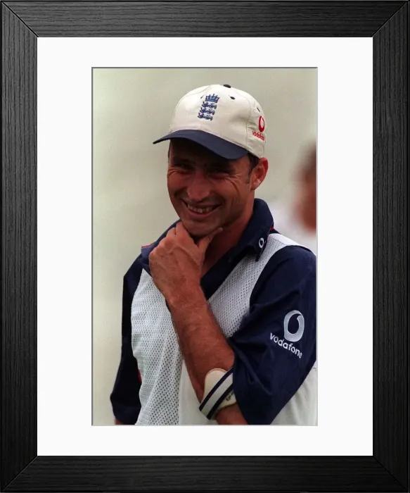 Framed Print : Englands new Cricket Captain Nasser Hussain June 1999 at Edgbaston Nets in Framed Print : Englands new Cricket Captain Nasser Hussain June 1999 at Edgbaston Nets in