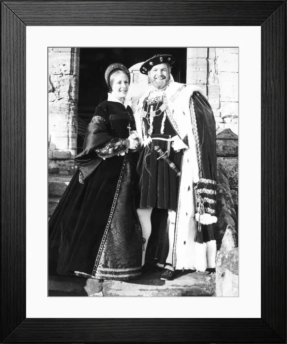 Framed Print : Claire Bloom Actress Catherine of Ar Egon and John Stride Actor Henry VIII in the grounds Framed Print : Claire Bloom Actress Catherine of Ar Egon and John Stride Actor Henry VIII in the grounds