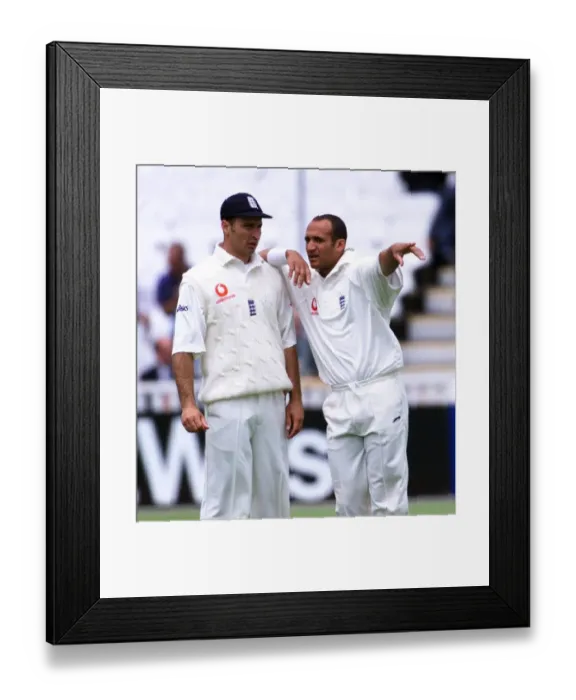 Framed Print : Mark Butcher and Nasser Hussain Cricket Players July 1999 during first day of Framed Print : Mark Butcher and Nasser Hussain Cricket Players July 1999 during first day of