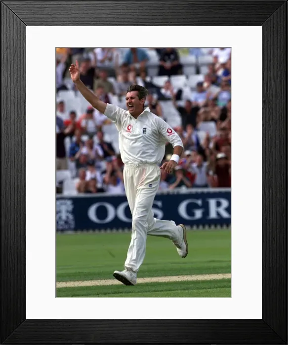 Framed Print : Andy Caddick cricket player of england july 1999 Celebrates after he takes