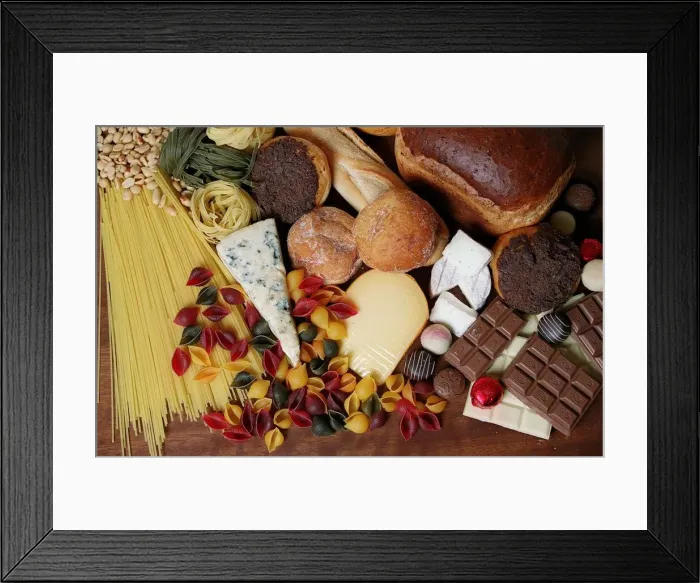 Framed Print : Food Cravings Feature October 1999 Brie Cheese Chocolate Sweets Jam Doughnuts Pasta Framed Print : Food Cravings Feature October 1999 Brie Cheese Chocolate Sweets Jam Doughnuts Pasta