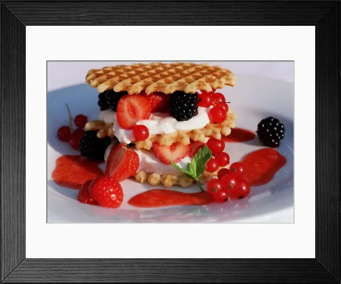 Framed Print : Waffle Towers with Greek Yogurt and Fruit September 1999