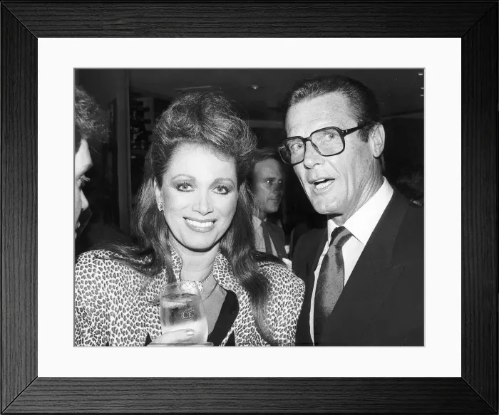 Framed Print : Jackie Collins Author With Actor Roger Moore Dbase