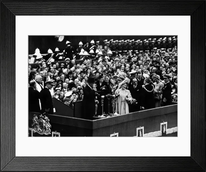 Framed Print : Queen Mother Launches the Ark Royal - May 1950 Framed Print : Queen Mother Launches the Ark Royal - May 1950