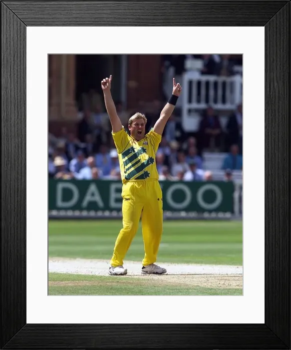 Framed Print : Cricket World Cup Final 1999 Australia v Pakistan June 1999 Shane Warne of