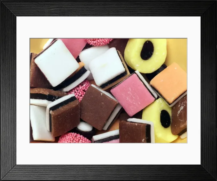 Framed Print : Food Liquorice Allsorts from a feature on 100 foods under 100 calories Framed Print : Food Liquorice Allsorts from a feature on 100 foods under 100 calories
