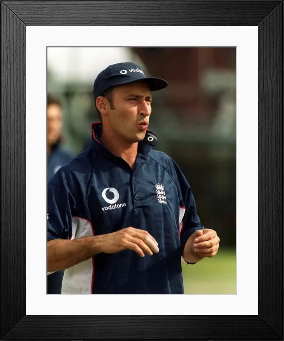 Framed Print : Hussain In The Cricket Nets. At Old Trafford, Manchester Framed Print : Hussain In The Cricket Nets. At Old Trafford, Manchester