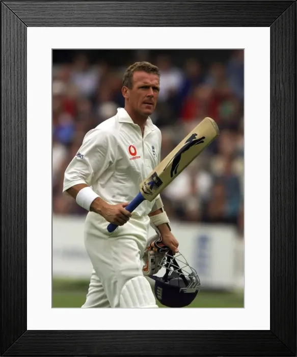 Framed Print : Alec Stewart departing wishing he had scored more July 1999 than his 50 during England v Framed Print : Alec Stewart departing wishing he had scored more July 1999 than his 50 during England v