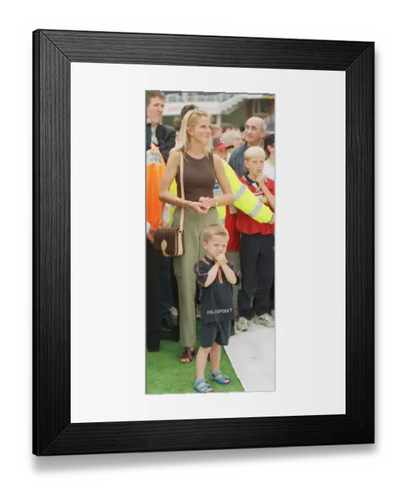 Framed Print : Anne Marie Gough and son Liam Gough August 1998 wife of England fast bowler Darren Framed Print : Anne Marie Gough and son Liam Gough August 1998 wife of England fast bowler Darren