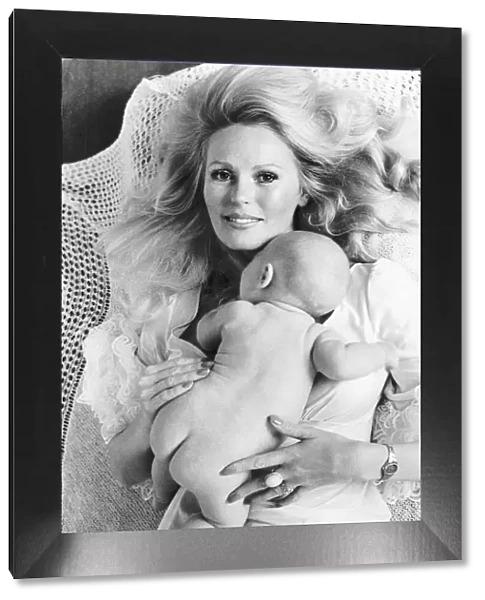 Veronica Carlson Actress Holding her new baby Carly. She is married to Company Director