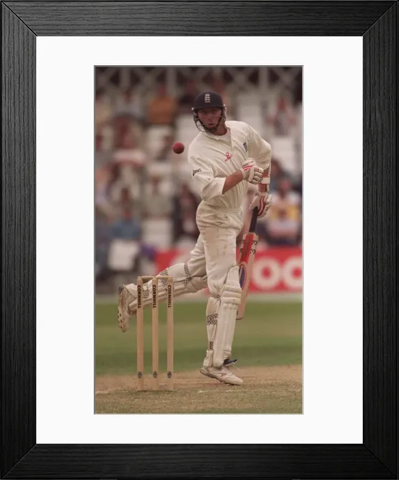 Framed Print : Mike Atherton moves out of the way July 1998 from a short pitched delivery Framed Print : Mike Atherton moves out of the way July 1998 from a short pitched delivery