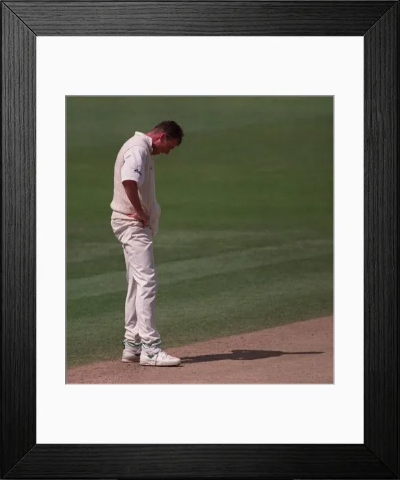 Framed Print : England v South Africa June 1998 Cricket Angus Fraser England Player looking Framed Print : England v South Africa June 1998 Cricket Angus Fraser England Player looking
