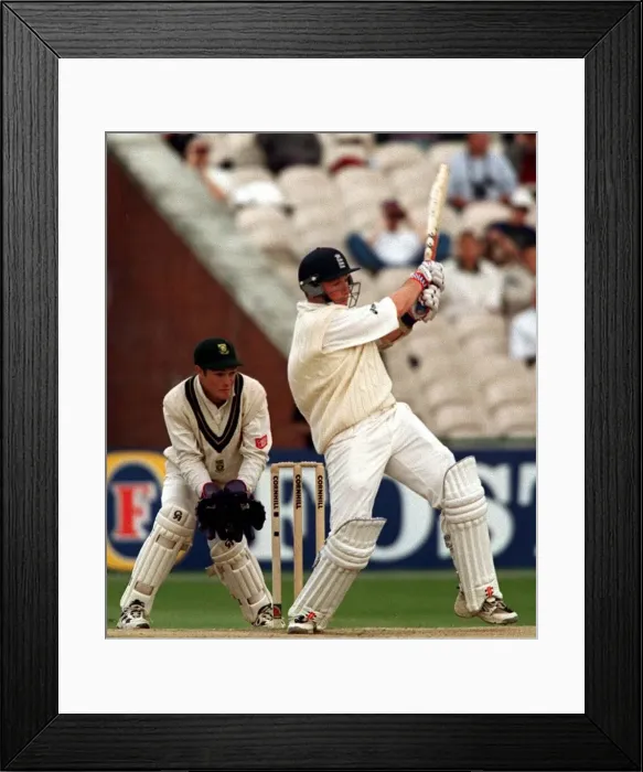Framed Print : Robert Croft at the wicket against South Africa July 1998 during the last over of