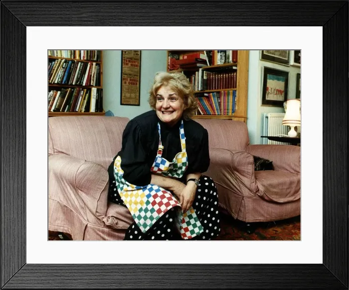 Framed Print : Jean Boht Actress sitting in living room at home December 1988 Framed Print : Jean Boht Actress sitting in living room at home December 1988