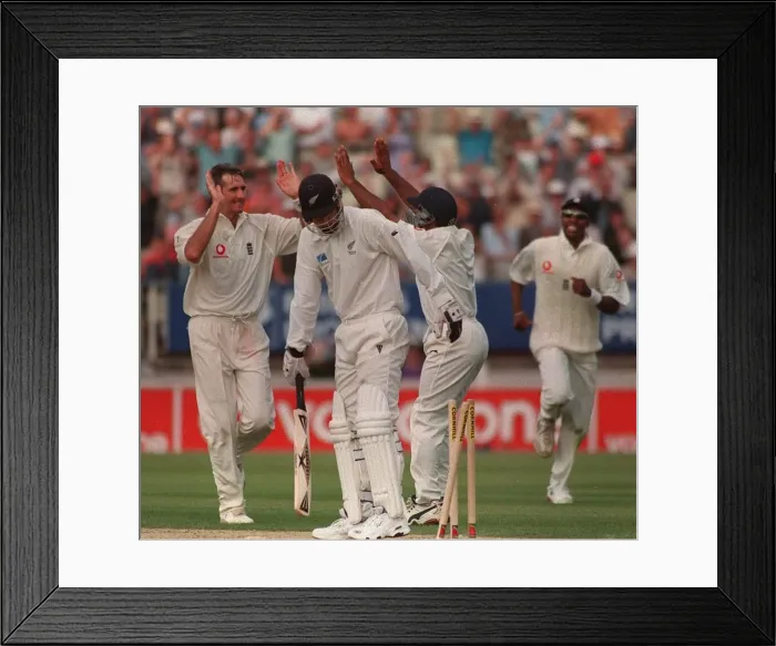 Framed Print : Andy Caddick cricket player of england july 1999 Celebrates after he takes Framed Print : Andy Caddick cricket player of england july 1999 Celebrates after he takes